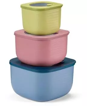 Guzzini Store&More Bio Vorratsdosen tief, quadratisch, 3er-Set
