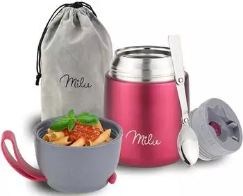 Milu Thermobehälter mit Löffel 450ml Edelstahl Berry (TF)