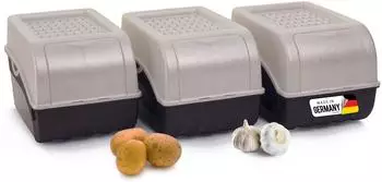 Novaliv Kartoffelbox Gem&uuml;sebox 5L stapelbar, 3er-Set, Perlmutt