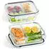 Praknu Meal Prep Boxen Glas 3 Fächer, 2er Set, 1l, luftdicht (7770511)
