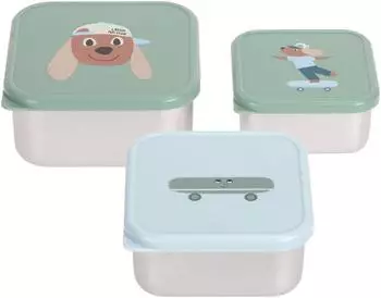 L&auml;ssig Snackboxen Edelstahl 3er Set Tiny Team Hund