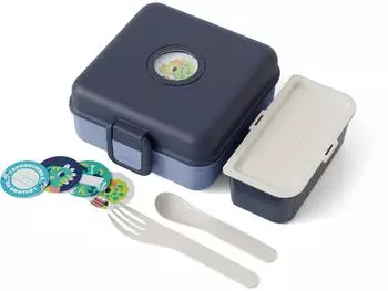 Monbento Snacky Brotdose mit Fächern 850ml Blau Infinity, Kinder, Besteck inklusive (81010028)
