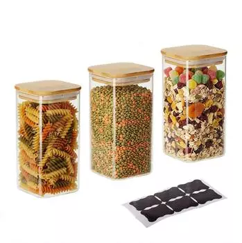 Relaxdays Vorratsgl&auml;ser mit Deckel 1500ml, 3er-Set, transparent