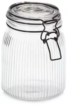 Zeller Vorratsdose 1000 ml Glas Schwarz M (Medium)