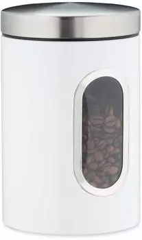 Relaxdays Vorratsdose Metall mit Sichtfenster 1,4L, 6er-Set, wei&szlig; (10036447_0)