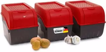 Novaliv Kartoffel- & Gem&uuml;sebox stapelbar 9L, 3er-Set, Rot