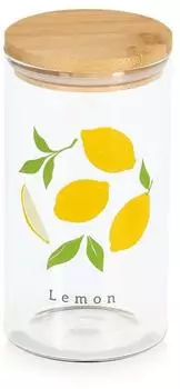 Zeller Vorratsglas "Lemon" mit Bambusdeckel, 850ml, &Oslash;9x17cm (19658)