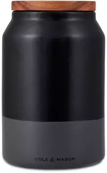 Cole & Mason Hinxton Keramik-Vorratsdose Medium mit Akazienholzdeckel, Schwarz (H822138)