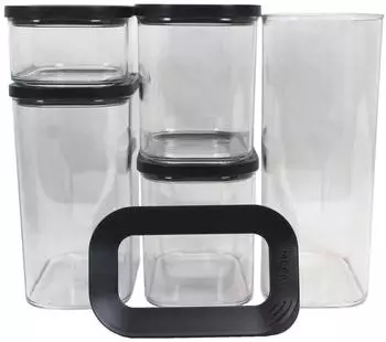 Mepal Modula Vorratsdosen-Set 5-tlg. stapelbar, schwarz (106994040400)