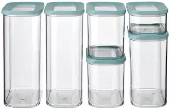 Mepal Modula Vorratsdosen-Set 6-teilig, luftdicht, stapelbar, Nordic Green
