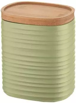 Guzzini Tierra Vorratsdose S, Recyclingkunststoff, Bambusdeckel, 500cc, Algengrün (181801-257)