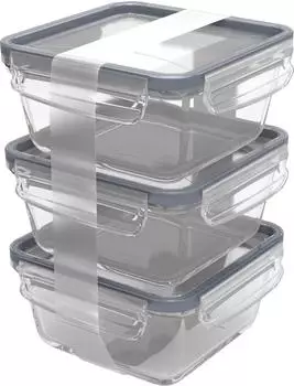 Rotho CLIC & LOCK K&uuml;hlschrankdose Glas 0,75L, 3er-Set (1051306161)
