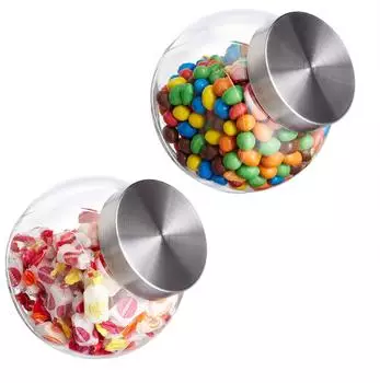 Relaxdays Bonbongl&auml;ser 1,5L, 4er-Set, transparent/silber