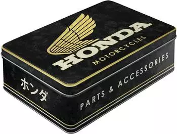 Nostalgic Art Flache Retro-Aufbewahrungsbox Honda MC - Parts & Accessories Gold, Metall, 2,5l (30770)