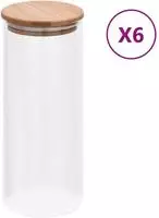 vidaXL Vorratsgl&auml;ser mit Bambusdeckel 6 Stk. 1000 ml