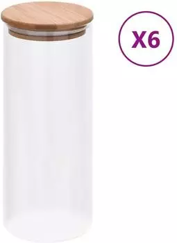 vidaXL Vorratsgl&auml;ser mit Bambusdeckel 6 Stk. 1000ml transparent (150696)