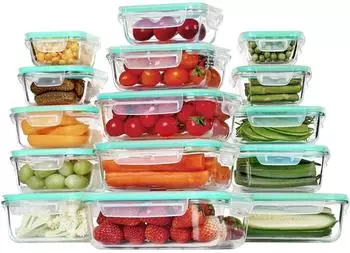 LuxusKollektion Meal Prep Boxen Glas 15er-Set mit auslaufsicherem Deckel