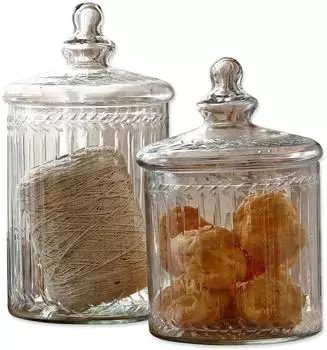 Loberon Maledisant Glasdosen 2er-Set, mundgeblasen, klar (13595191)