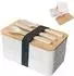 Intirilife Bento Box 3 Fächer mit Besteck, Bambusdeckel, weiß (IL-100823)