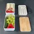 Intirilife Bento Box 3 Fächer mit Besteck, Bambusdeckel, weiß (IL-100823)