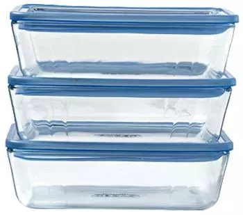 Pyrex Zero Plastic Lebensmittelboxen, Borosilikatglas, 0,8L, 3er-Set (Zero Plastic - Lot de 3 boites)