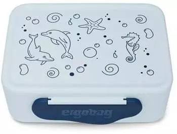 ergobag Brotdose Delfin mit Trennfach, BPA-frei, hellblau (01069-30011-10)