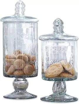 Loberon Suzie Vorratsdosen mit Deckel, mundgeblasenes Glas, klar, 2er-Set (15086191)