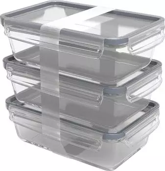 Rotho CLIC & LOCK K&uuml;hlschrankdosen-Set Glas 1,3L, 3-teilig (1051406161)