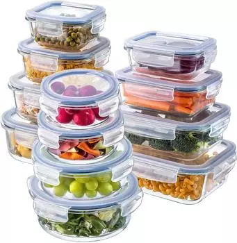 Kadax Glasbehälter-Set 12-teilig, luftdicht, Klickverschluss (K8969)