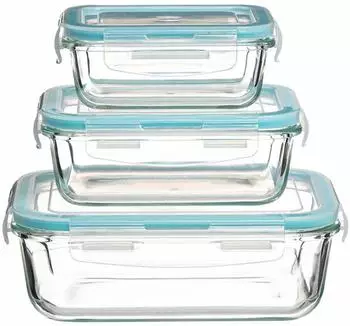 Paris Prix Clipeat Frischhaltedosen-Set S, Glas/Kunststoff, blau, 3-tlg.