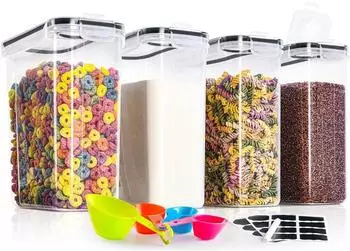 LuxusKollektion Vorratsdosen 4er-Set, 4L, luftdicht, Kunststoff