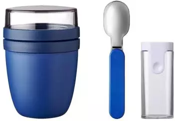 Mepal Ellipse Lunchpot mit Klappl&ouml;ffel, Joghurt- & M&uuml;slibecher, vivid blue