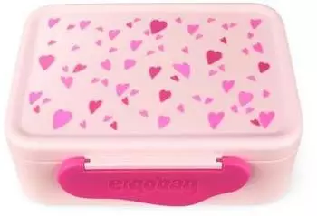 ergobag Brotdose mit Trennfach, BPA-frei, Herzen, rosa (01069-40031-10)