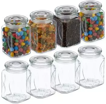 Relaxdays Vorratsgläser mit Deckel - 8er Set - Glas