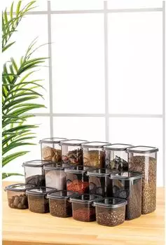 Hermia Concept Storiva Vorratsdosen-Set 15-teilig, Kunststoff, anthrazit