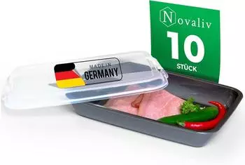 Novaliv Aufschnittbox 10er-Set anthrazit mit transparentem Deckel, 25x17x5cm (30651-10x)