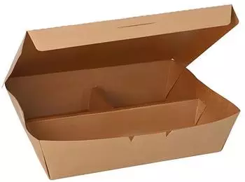 Starpak Lunchboxen aus Pappe, 3-geteilt, 600ml, braun, 25er-Pack