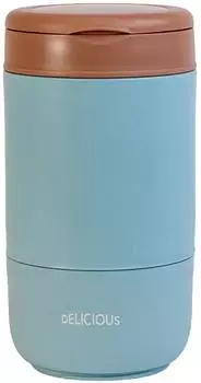 Intirilife Lunch Box M&uuml;sli-Becher Thermobeh&auml;lter 2 F&auml;cher mit L&ouml;ffel, blau, 370ml (IL-101220)