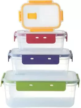 LuxusKollektion Frischhaltedosen-Set 4-teilig, Kunststoff, BPA-frei, luftdicht