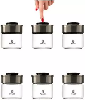 Buri Vakuum-Vorratsgl&auml;ser 6er-Set 450ml, Edelstahldeckel