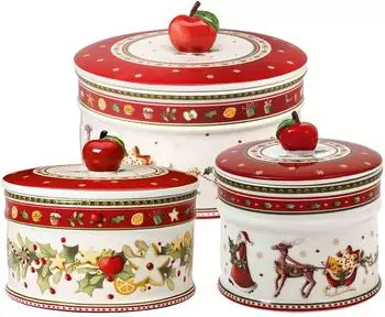 Villeroy & Boch Winter Bakery Delight Geb&auml;ckdosen-Set, Porzellan, 3-tlg (2324452)