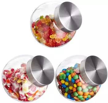 Relaxdays Bonbongl&auml;ser 1,5L, Glas, 3er-Set