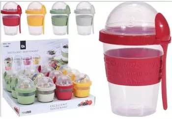 Buri Joghurtbecher 600ml mit Löffel und Deckel, 24er-Set