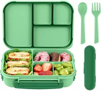 LuxusKollektion Bento Lunchbox Kinder 1200ml cyan mit Besteck
