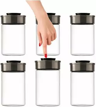Buri Vakuum-Vorratsgläser 6er-Set 1000ml, Edelstahldeckel