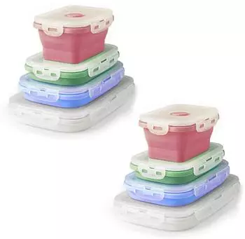 HAC24 Lunchbox-Set faltbar, Silikon, BPA-frei, 8er-Set (180314040)