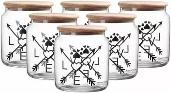 Ritzenhoff & Breker Mika Love Leckerli-Dose mit Deckel, Glas, transparent, ø 12cm, 6er-Set