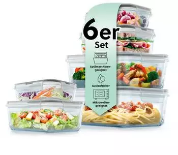 GOURMETmaxx Glas-Frischhaltedosen Klick-it 6er Set mit Deckel (GOURMETmaxx Glas-Frischhaltedosen)