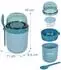 Relaxdays Müslibecher to go, 4er Set, 3 Fächer, 400 & 280ml, blau