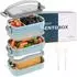 LuxusKollektion Bento Box Edelstahl 1700ml, blau, auslaufsicher mit Fächern und Besteck